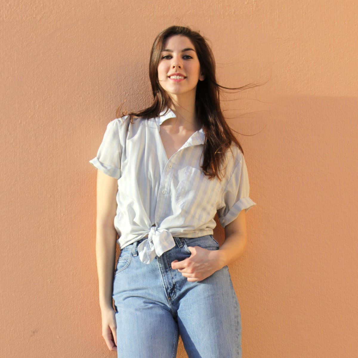 Shirt and 2025 high waisted jeans