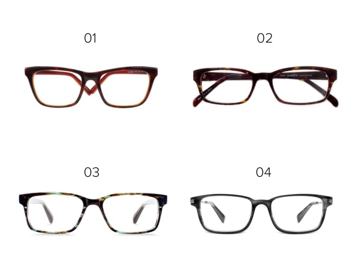 1. Eyefly, $149 / 2. Classic Specs, $89 / 3. Warby Parker, $95 / 4. Warby Parker, $145