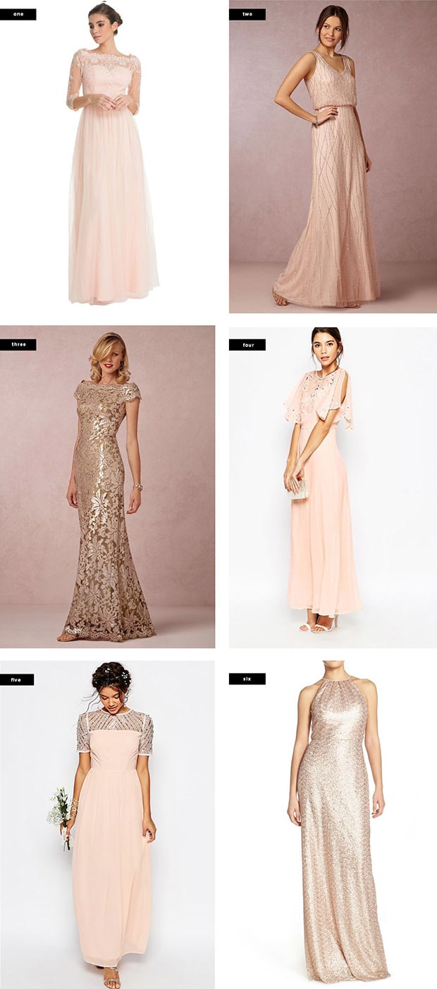 1. Chi Chi London, $113 / 2. BHLDN, $280 / 3. BHLDN, $430 / 4. Asos, $144 / 5. Asos, $119 / 6. Nordstrom, $300