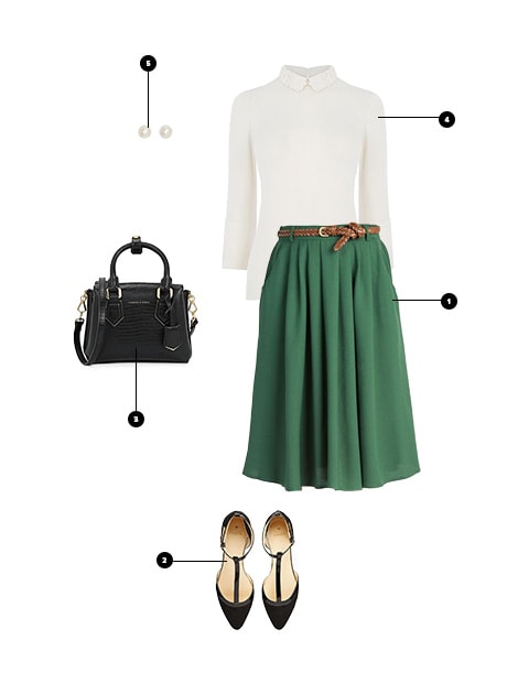 1. ModCloth, $50 / 2. Asos, $43 / 3. Charles & Keith, $79 / 4. Warehouse, $71 / 5. Ann Taylor, $40