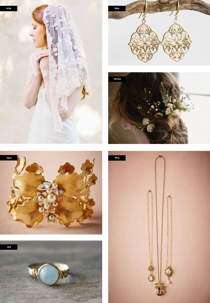 1. Etsy, $283 / 2. Etsy, $15 / 3. Etsy, $123 / 4. BHLDN, $289 / 5. BHLDN, $90 / 6. Etsy, $27