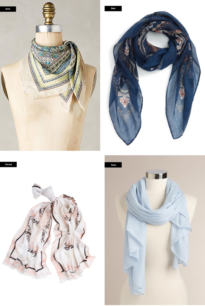 1. Anthropologie, $50 / 2. Nordstrom, $18 / 3. White House Black Market, $48 / 4. World Market, $17