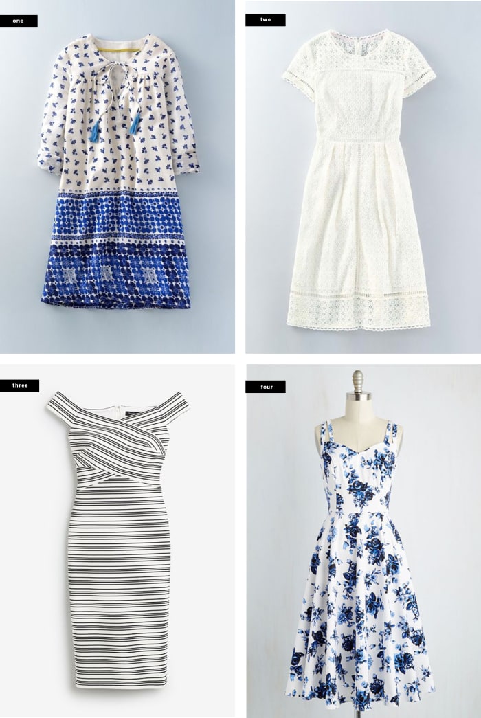 1. Boden, $118 / 2. Boden, $288 / 3. White House Black Market, $160 / 4. ModCloth, $90
