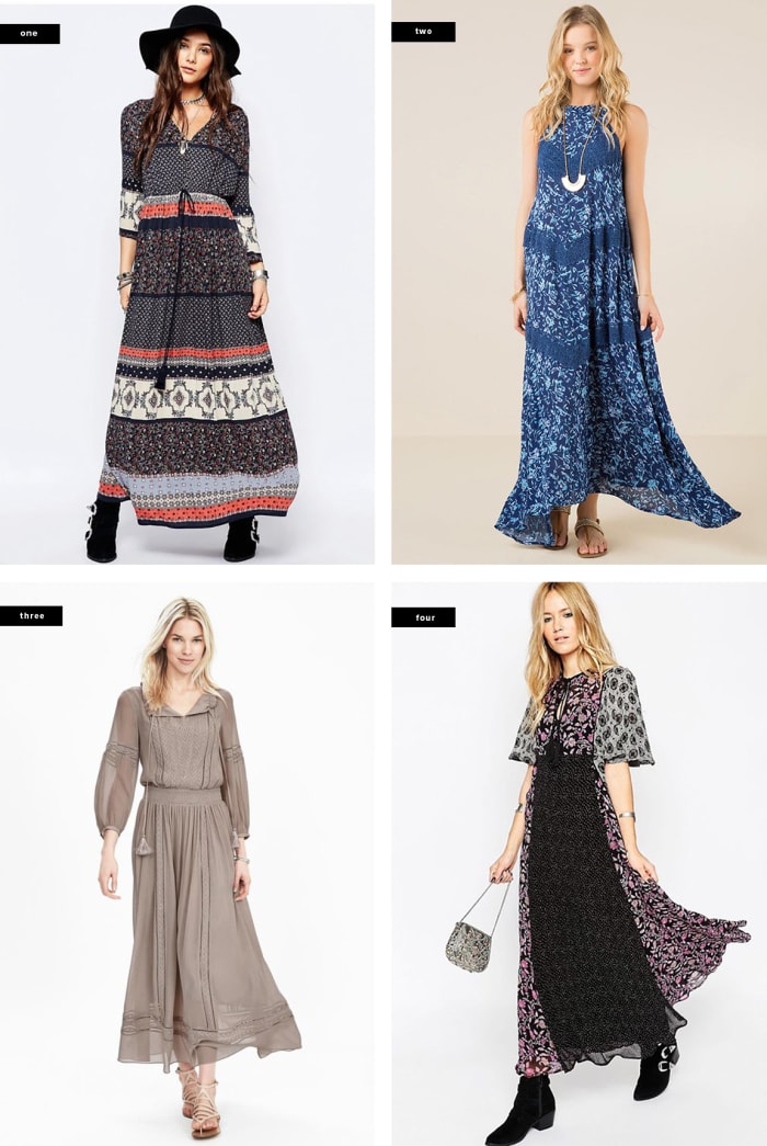 1. Asos, $68 / 2. Francesca’s, $48 / 3. Banana Republic, $348 / 4. Asos, $89