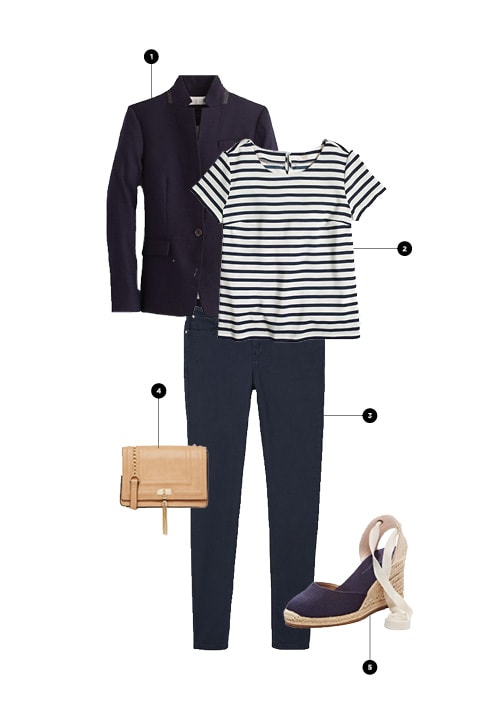 1. J.Crew, $198 / 2. J.Crew Factory, $35 / 3. American Eagle Outfitters, $40 / 4. Asos, $26 / 5. Soludo's, $95