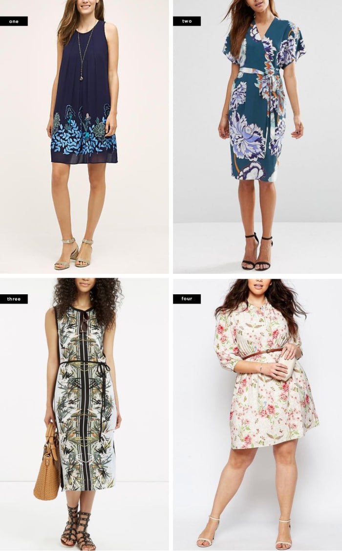 1. Anthropologie, $228 / 2. ASOS, $73 / 3. Oasis, $72 / 4. ASOS, $45
