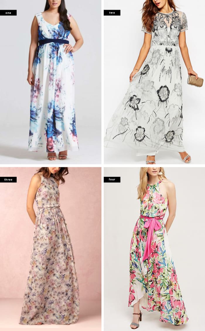 1. Dorothy Perkins, $140 / 2. ASOS, $194 / 3. BHLDN, $260 / 4. Anthropologie, $178