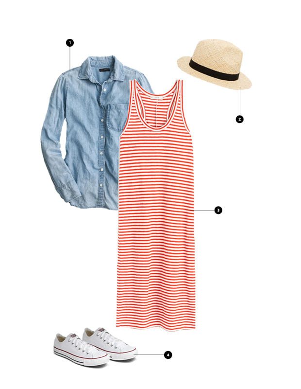 1. J. Crew, $78 / 2. ASOS, $16 / 3. J. Crew, $60 / 4. Nordstrom, $50