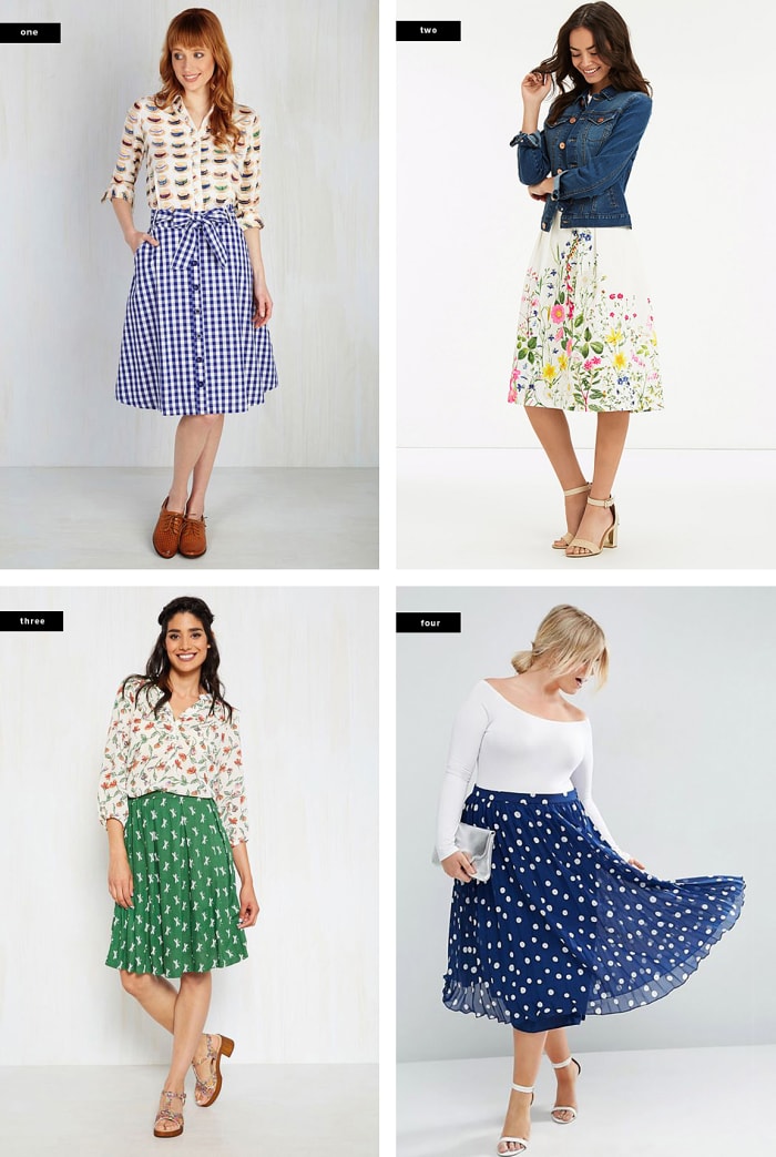 1. ModCloth, $41 / 2. Oasis, $78 / 3. ModCloth, $50 / 4. ASOS, $57