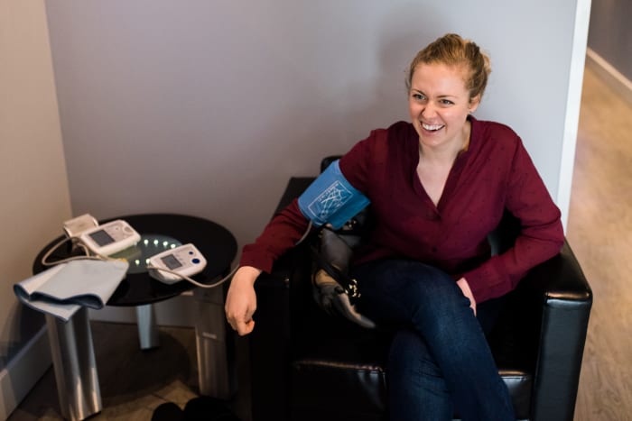 Note to self: Uncross legs during blood pressure tests. Photo by Kati Best.