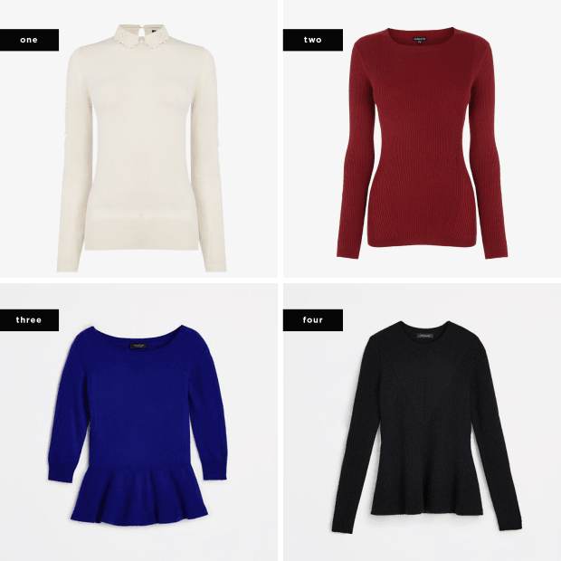 1. Warehouse, $71 / 2. Warehouse, $45 / 3. Ann Taylor, $198 / 4. Ann Taylor, $98