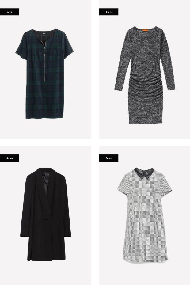 1. Madewell, $148 / 2. Joe Fresh, $29 / 3. Zara, $129 / 4. Zara, $50