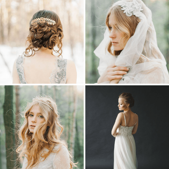 1. Comb, $40 / 2. Cap Veil, $90 / 3. Gown, $600 / 4. Contact shop owner for details