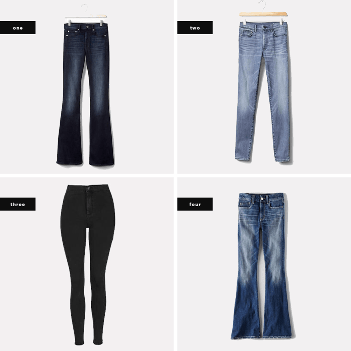 1. Gap, $70 / 2. Gap, $70 / 3. Topshop, $65 / 4. American Eagle Outfitters, $45