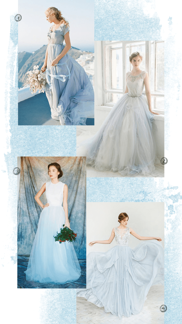 1. Cathy Telle, $1,050 / 2. Carousel Fashion, $1,650 / 3. Milamira Bridal, $680 / 4. Carousel Fashion, $1,095