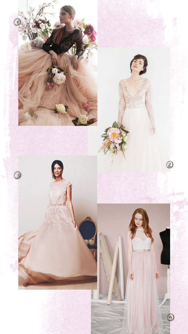 1. Carousel Fashion, $1,250 / 2. Carousel Fashion, $1,350 / 3. Cathy Telle, $1,750 / 4. Milamira Bridal, $590