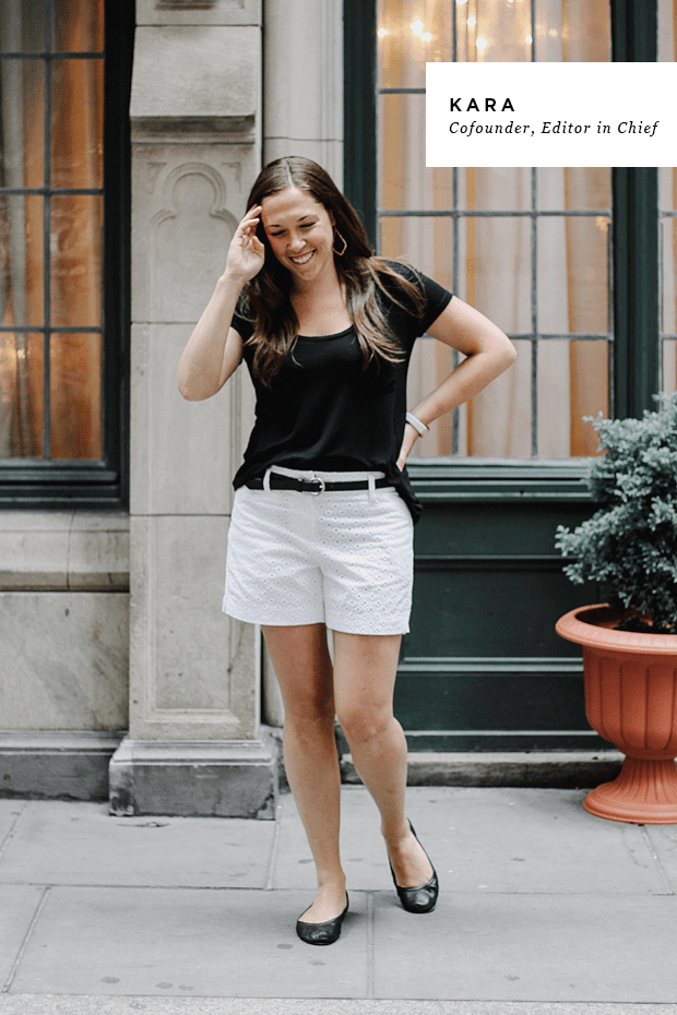 Shop Kara’s look: 1. Watch, $195 / 2. T-shirt, $5 (similar) / 3. Shoes, $35 (similar) / 4. Shorts, $30 (similar) / 5. Earrings, $50 (via Rocksbox—get a free month with code verilymagxoxo)