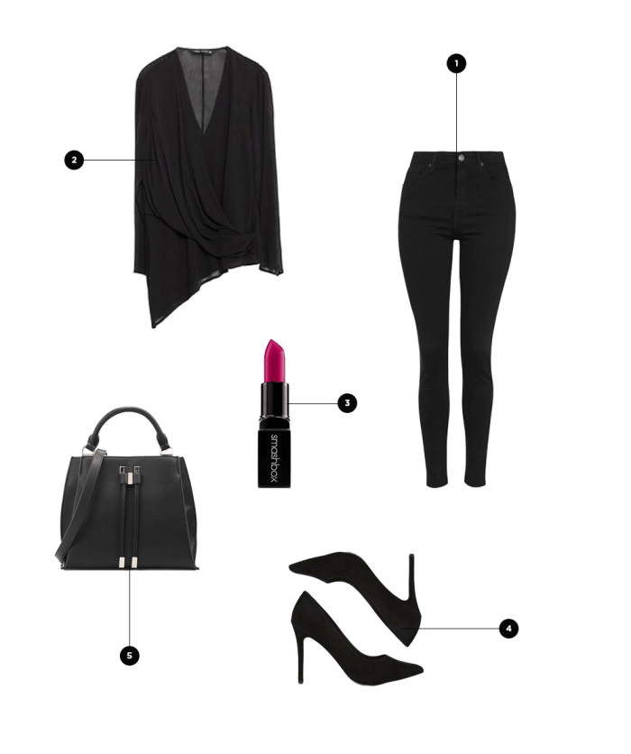 1. Topshop, $70 / 2. Zara, $50 / 3. Ulta, $20 / 4. Asos, $45 / 5. Charles & Keith, $109