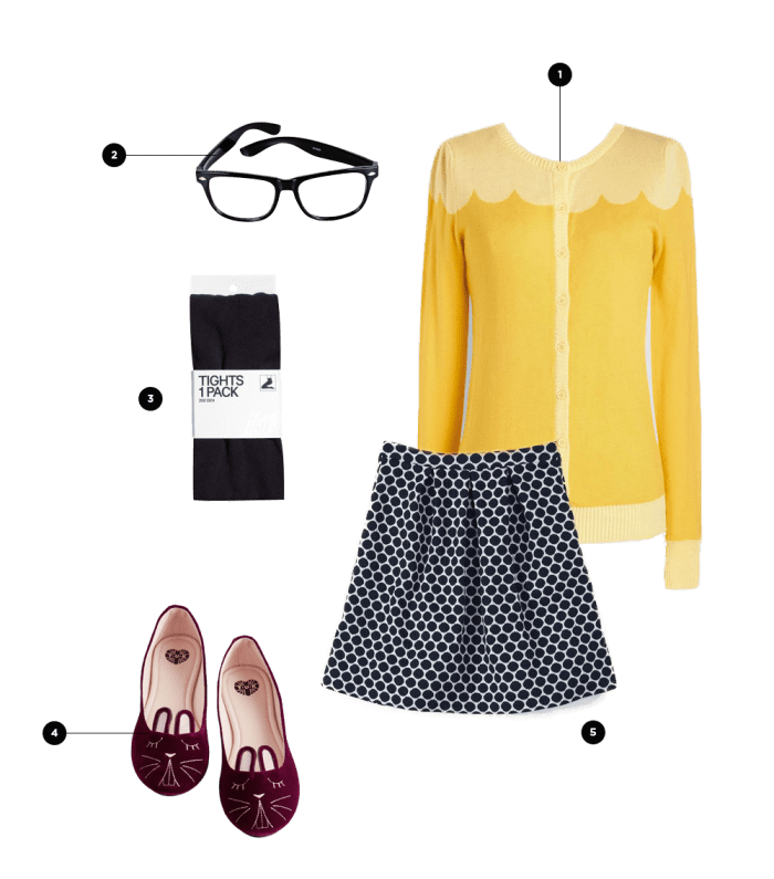 1. ModCloth, $50 / 2. Jet, $2 / 3. H&M, $10 / 4. ModCloth, $65 / 5. Boden, $62