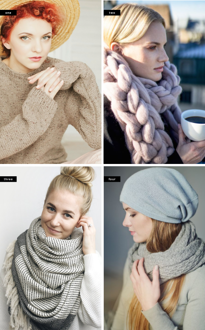 1. Atelier de Jolie, $98 / 2. Wool Art Design, $67 / 3. De Brosse NYC, $54 / 4. Ingugu, $35