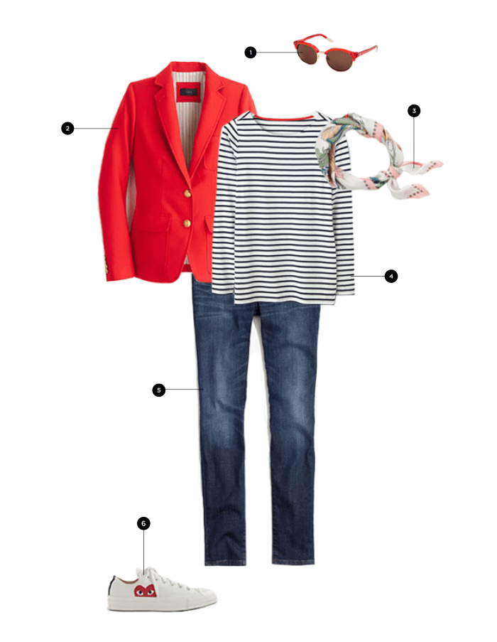1. Boden, $98 / 2. J.Crew, $160 / 3. J.Crew, $50 / 4. Boden, $42 / 5. Madewell, $128 / 6. J.Crew, $125