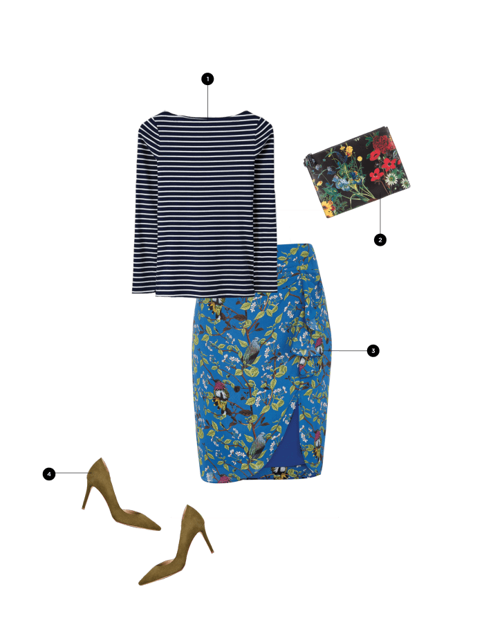 1. Boden, $35 / 2. Alice + Olivia, $195 / 3. Oasis, $62 / 4. Ann Taylor, $138
