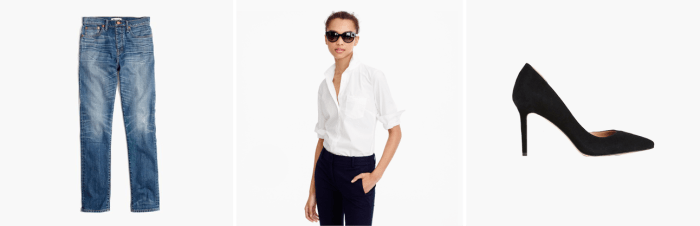 1. Madewell, $168 / 2. J.Crew, $70 / 3. Ann Taylor, $138