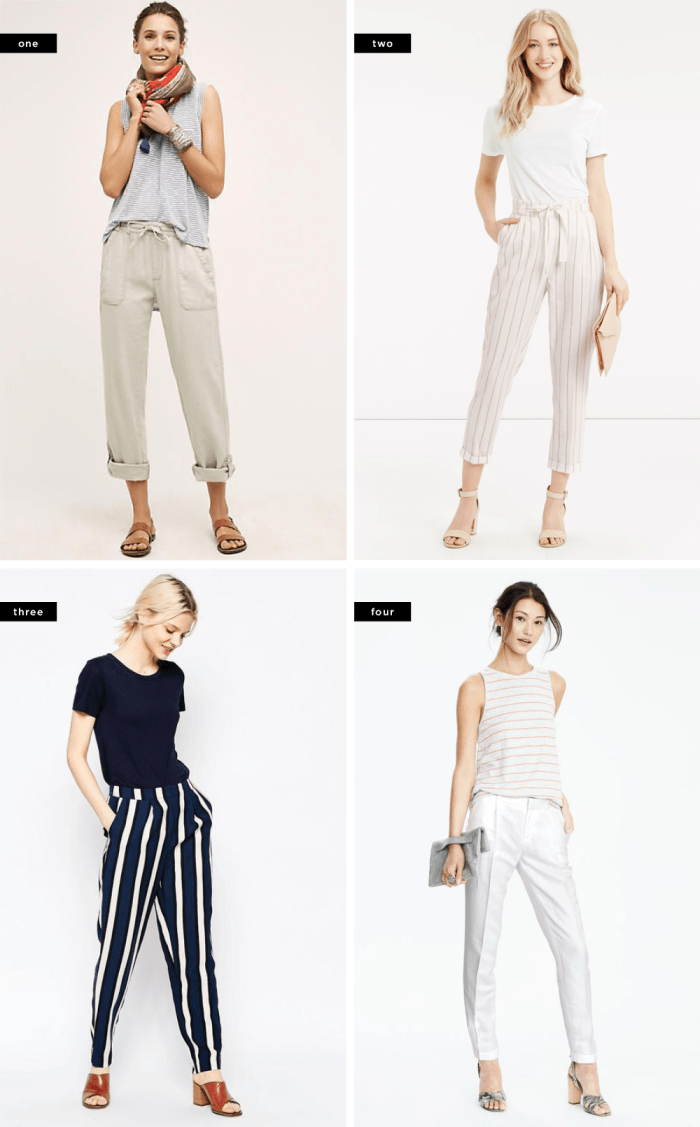 1. Anthropologie, $78 / 2. Oasis, $28 / 3. Banana Republic, $98 / 4. Banana Republic, $88