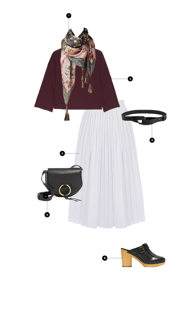 1. Anthropologie, $138 / 2. Aritzia, $40 / 3. Asos, $26 / 4. Warehouse, $53 / 5. Madewell, $105 / 6. Madewell, $135