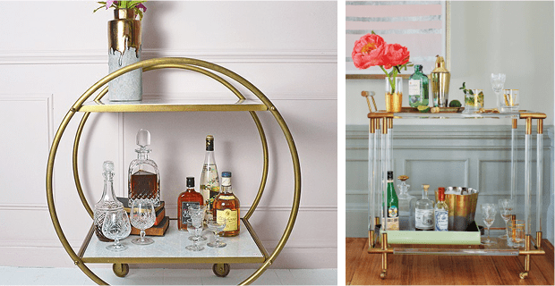 Whether crafted of round brass and white marble or Deco-inspired lucite and brass, you can't go wrong with adding a stylish bar cart to your collection. You'll use it for years of entertaining to come.