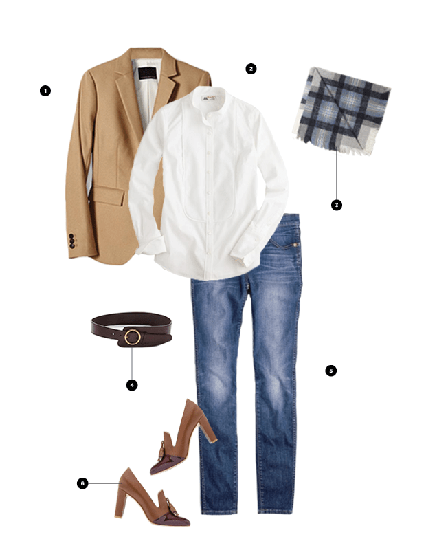 1. Banana Republic, $228 / 2. J.Crew, $138 / 3. Aritzia, $110 / 4. Banana Republic, $41 / 5. Madewell, $128 / 6. Boden, $148