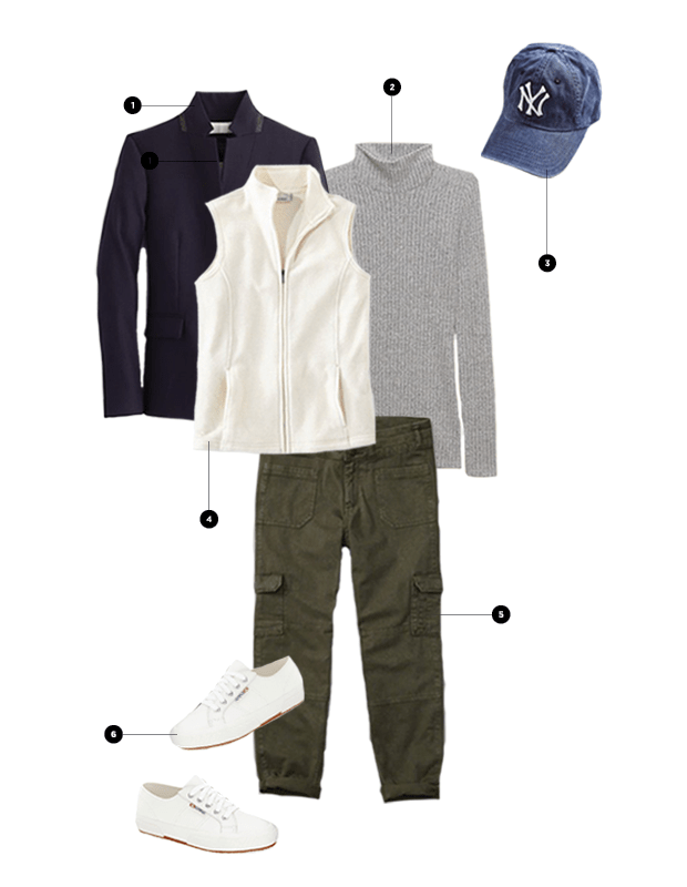 1. J.Crew, $198 / 2. Aritzia, $50 / 3. Urban Outfitters, $29 / 4. L.L.Bean, $40 / 5. Abercrombie & Fitch, $68 / 6. Nordstrom, $109
