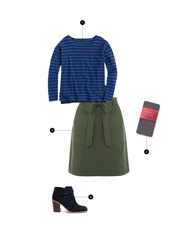 1. J.Crew, $40 / 2. Oasis, $45 / 3. Target, $8 / 4. Sole Society, $100