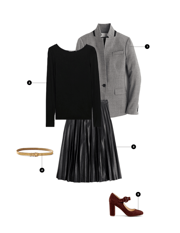 1, J.Crew, $198 / 2, Aritzia, $45 / 3. J.Crew, $120 / 4. Banana Republic, $34 / 5. Sole Society, $80