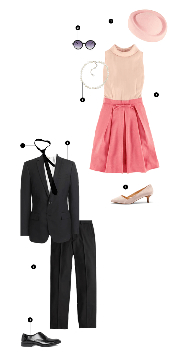 Jackie: 1. Village Hat Shop, $32 / 2. Styles For Less, $5 / 3. Ralph Lauren, $28 / 4. Boden, $50 / 5. Sole Society, $70 // JFK: 1. Open Tip, $2 / 2. J.Crew Factory, $190 / 3. J.Crew Factory, $109 / 4. ASOS, $65