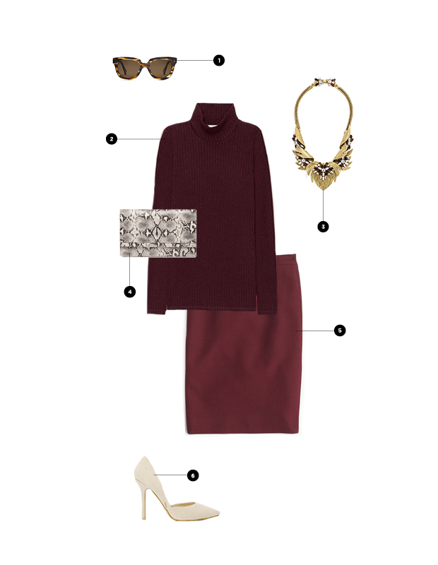 1. Warby Parker, $95 / 2. Aritzia, $50 / 3. Baublebar, $44 / 4. ASOS, $23 / 5. J.Crew, $120 / 6. ASOS, $28