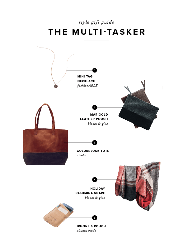 1. FashionABLE, $44 / 2. Bloom & Give, $30 / 3. Nisolo, $178 / 4. Bloom & Give, $250 / 5. Ubuntu Made, $50