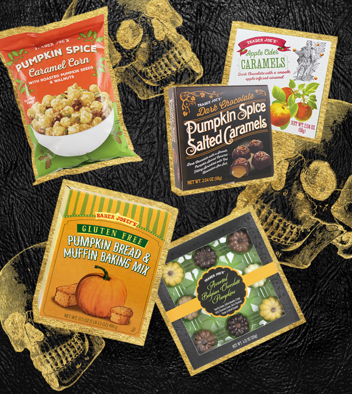 Pumpkin Spice Caramel Corn, $2.99 / Dark Chocolate Pumpkin Spice Caramels, $1.99 / Apple Cider Caramels, $1.99 / Gluten Free Pumpkin Bread & Muffin Mix, $3.99 / Belgian Chocolate Pumpkins, $2.99