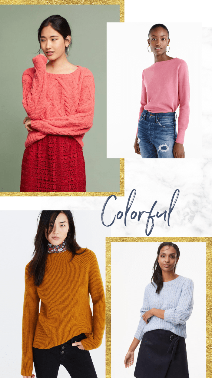 1. Anthropologie, $128 / 2. J.Crew, $80 / 3. Madewell, $98 / 4. Loft, $70