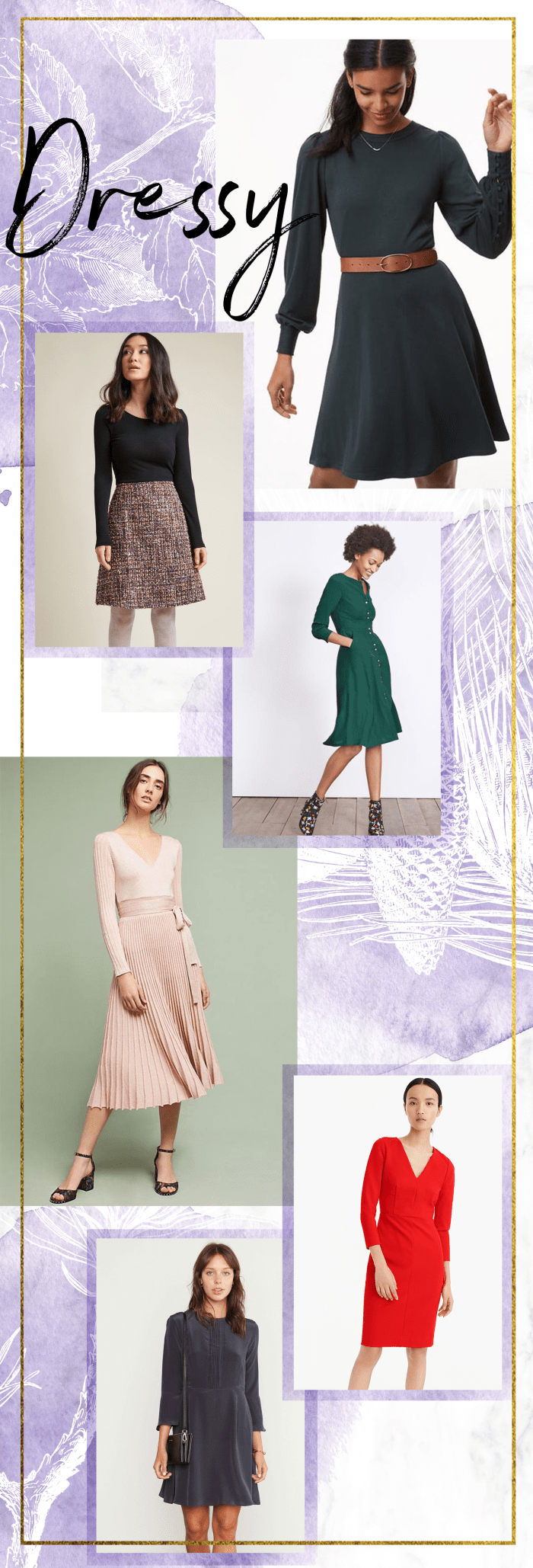 1. Loft, $80 / 2. Modcloth, $110 / 3. Boden, $150 / 4. Anthropologie, $198 / 5. J.Crew, $118 / 6. Amour Vert, $228