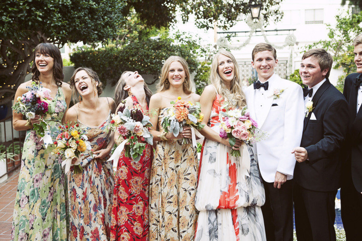 patterned bridesmaid dress