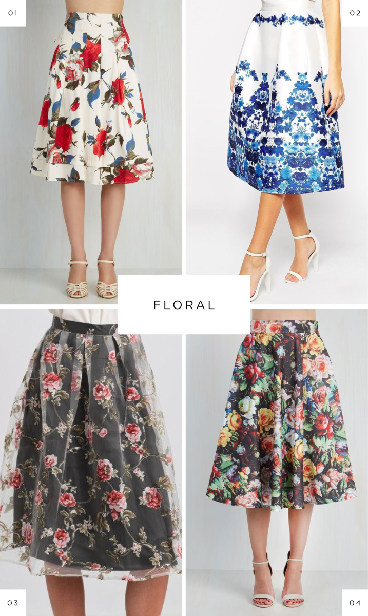 midi skirts style inspiration fall fashion floral tulle mid length A line full skirts