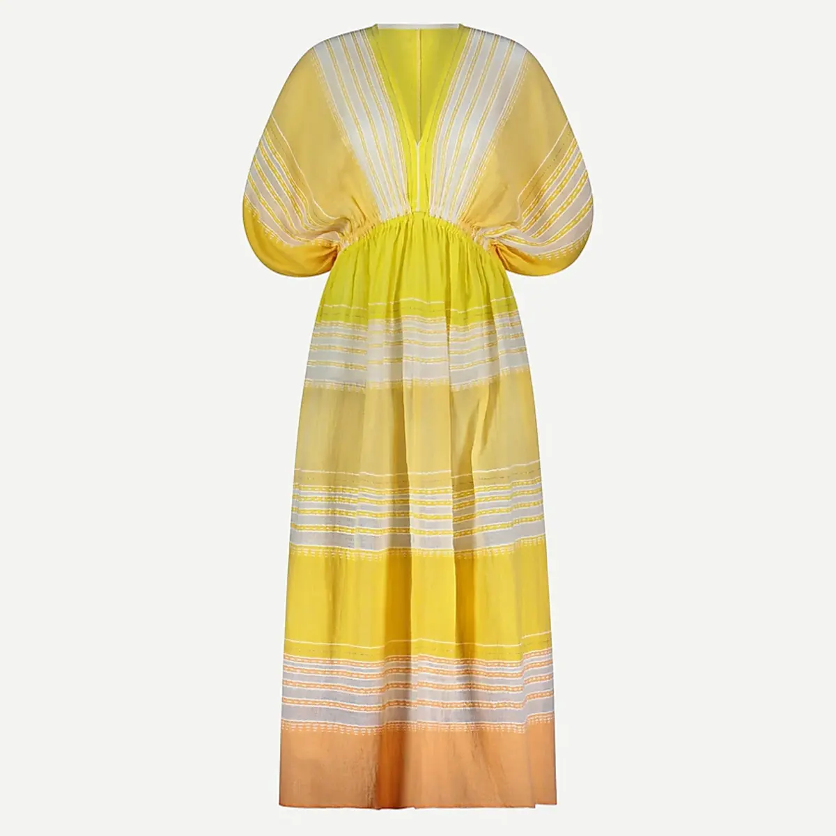 Go for a one-and-done piece with this J.Crew pale yellow and peach maxi dress.