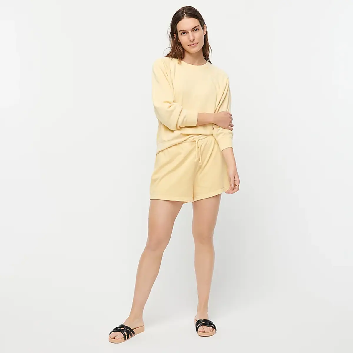 Drawstring shorts in pale yellow by J.Crew