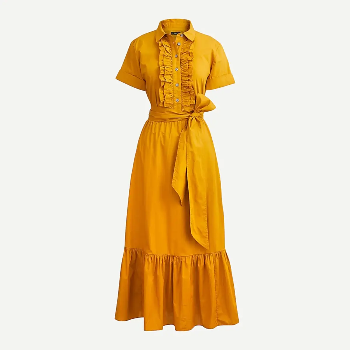 J.Crew dress in marigold and bright orange
