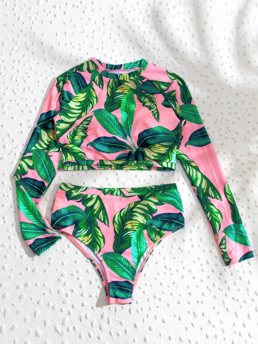 Tropical crop top suit by Shein